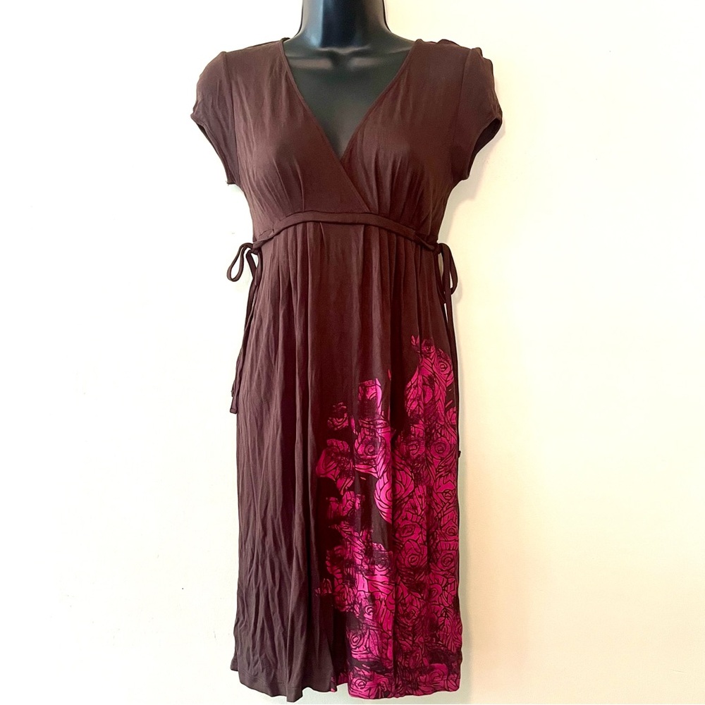 Decree Y2K babydoll dress brown pink XS stretch